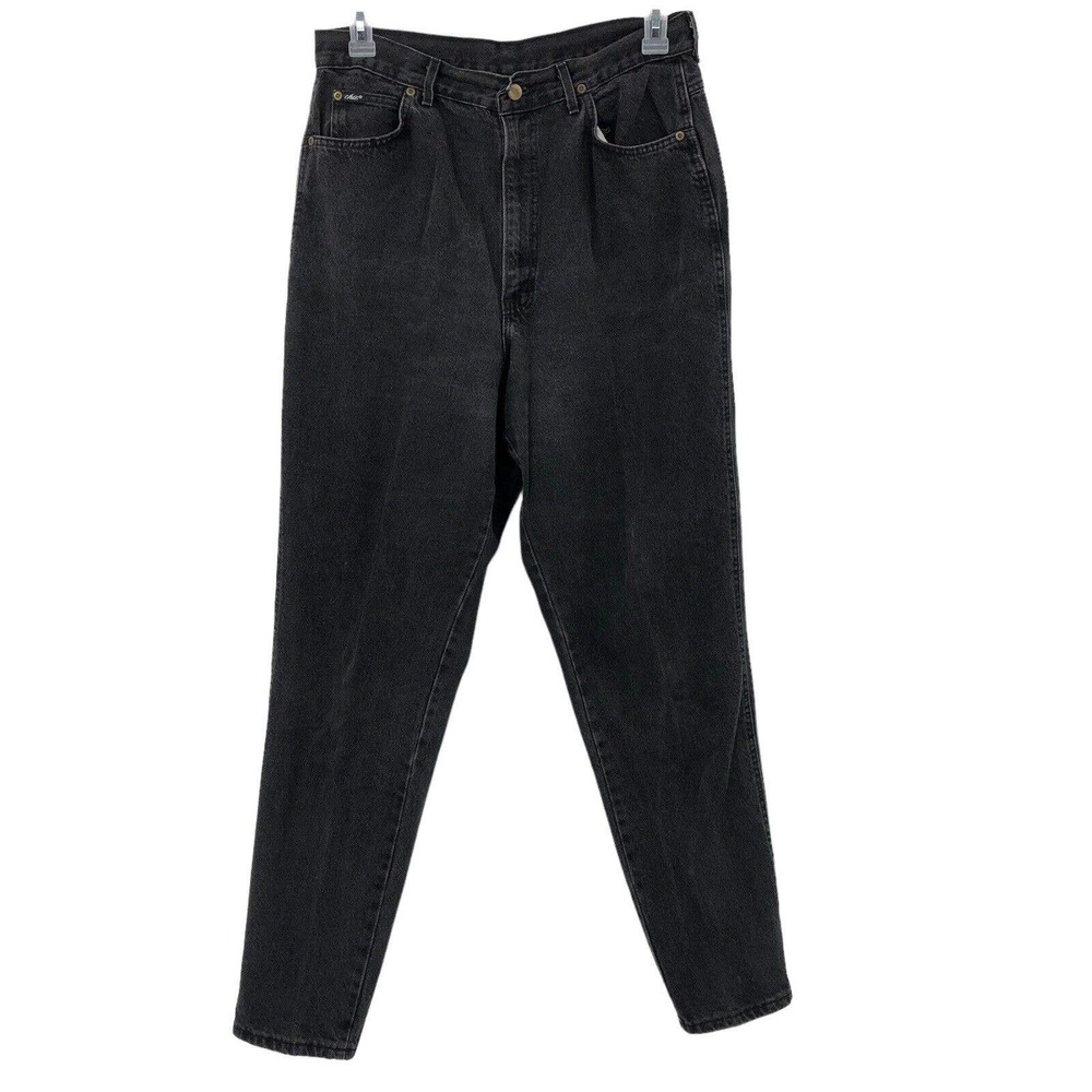 Chic Vintage High Rise "Mom" Jeans Tapered Leg Size 16 Tall Made in USA Black